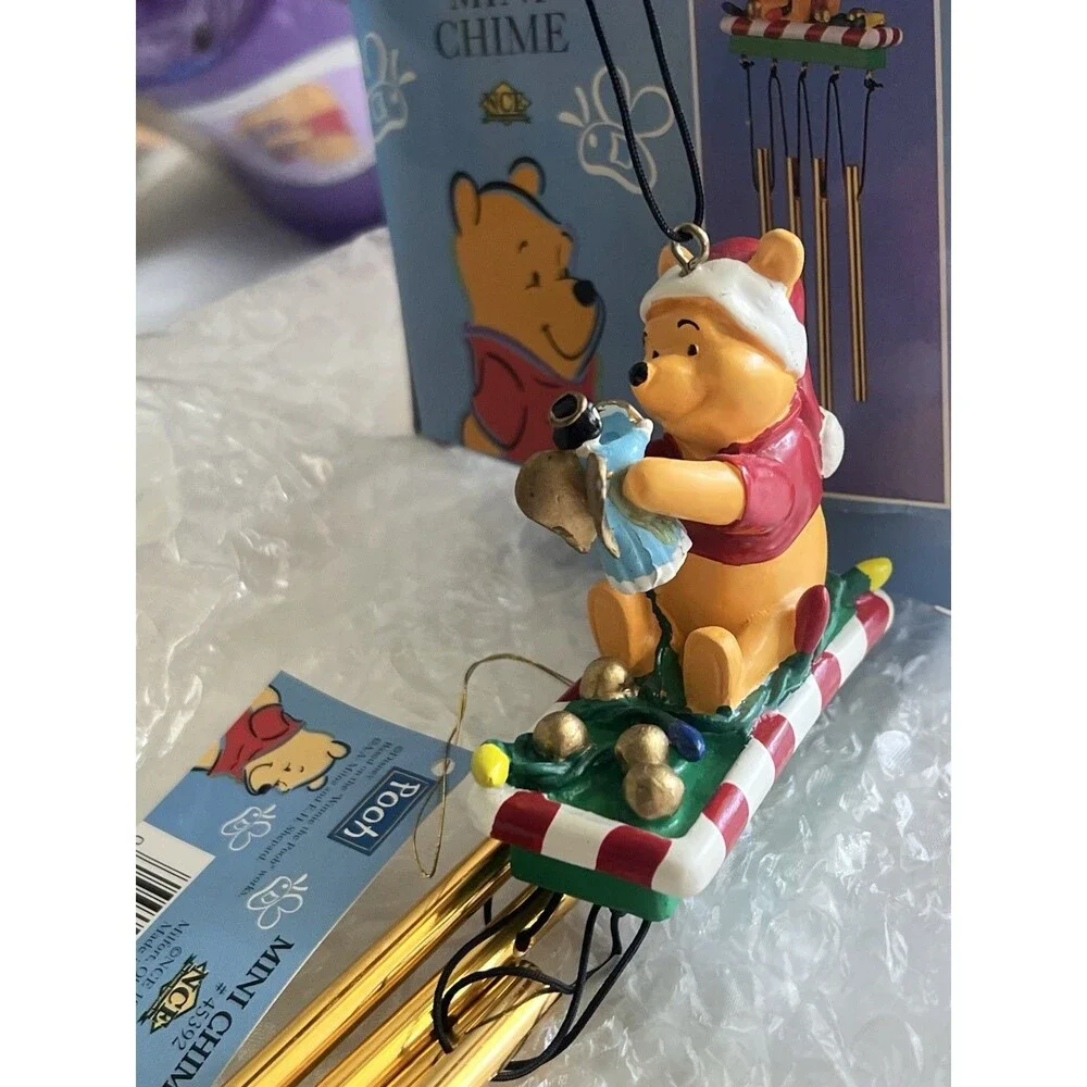Disney Christmas Winnie the Pooh Mini Wind Chime 1997 Tree Ornament Vintage